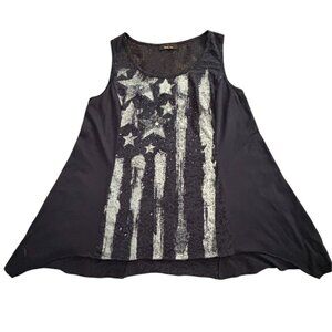 Style & Co Womens Flowy Sleeveless Blouse-Navy Blue-L-GUC